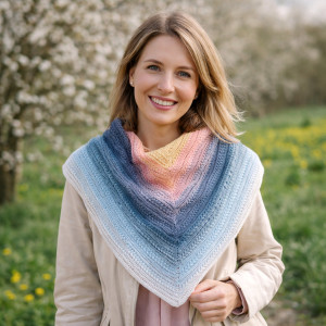 Háčkovaný šátek, Mořský vánek, 110x75 cm