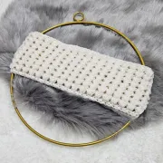 Háčkovaná čelenka, smetanová, merino, 50 cm