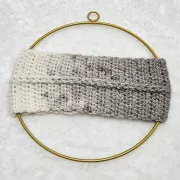 Háčkovaná čelenka, hnědo smetanová, ombré, 48-50 cm