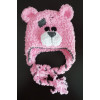 Háčkovaná čepice medvídek, růžová
