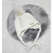Háčkovaná čepice, smetanová s nitkou, 45 cm
