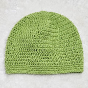 Háčkovaná čepice, světle zelená, 44 - 48 cm