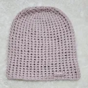 Háčkovaná homeleska, dlouhá, spadená čepice, starorůžová, 46-48 cm