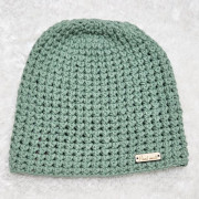 Háčkovaná homeleska, dlouhá, spadená čepice, zelená, 46 cm
