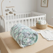 Deka Puffy, 110x80 cm, (bílá, mint, šedá)