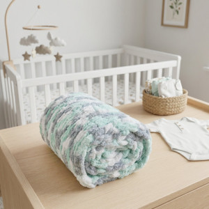 Deka Puffy, 110x80 cm, (bílá, mint, šedá)