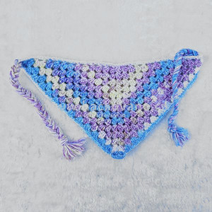 Háčkovaný šátek, růžovo-modrý melír