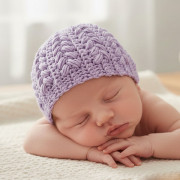 Návod na háčkovanou čepici, Čepice pro miminko, puff svisle, fialová