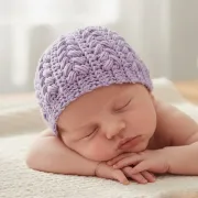 Návod na háčkovanou čepici, Čepice pro miminko, puff svisle, fialová