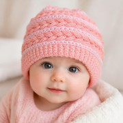 Návod na háčkovanou čepici, Čepice pro miminko, puff vodorovně, růžová