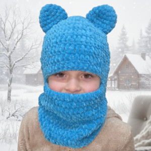 Návod na háčkovanou kuklu, Kukla - prodloužená čepice, modrá