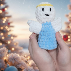 Návod na háčkovaného anděla, Anděl se svatozáří, bílý