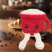 Návod na háčkovaný hrnek, Hrneček Cappuccino, červený