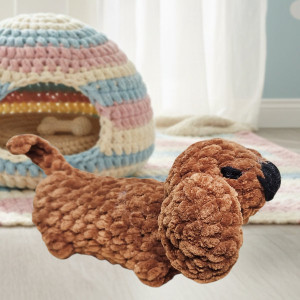 Návod na háčkovaného psa jezevčíka, Jezevčík Špagetka, hnědý