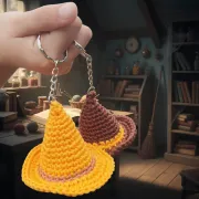 Návod na háčkovaný klobouk, Klobouk, přívěsek na klíče, hnědý
