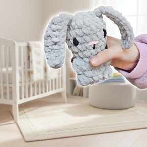 Návod na háčkovaného králíčka, Králíček, jedním tahem, šedý