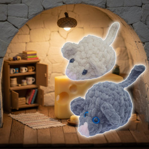 Návod na háčkovanou myš, Myš jedním tahem, šedá