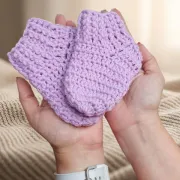 Návod na háčkované ponožky, Ponožky pro miminko, fialové