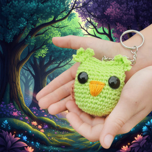 Návod na háčkování, Sovička mini Hů, přívěsek (zelená)