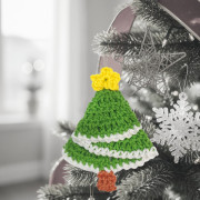 Návod na háčkovaný stromeček, Vánoční stromeček, půlkruh, zelený