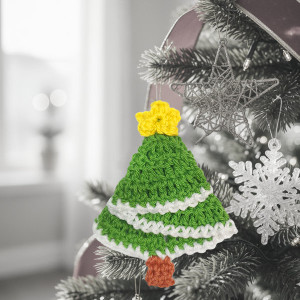 Návod na háčkovaný stromeček, Vánoční stromeček, půlkruh, zelený