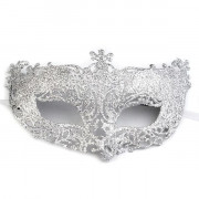 Karnevalová maska - škraboška s glitry, stříbrná