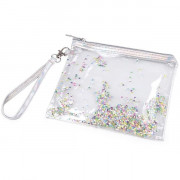 Pouzdro, kosmetická taška s přesýpacími flitry 14,5x17 cm, multicolor